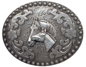 Horsehead and foal western buckle